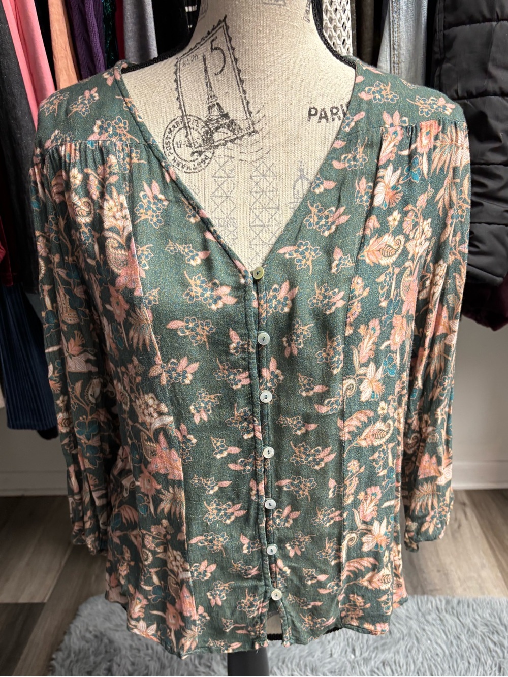 Floral Button-Front Blouse